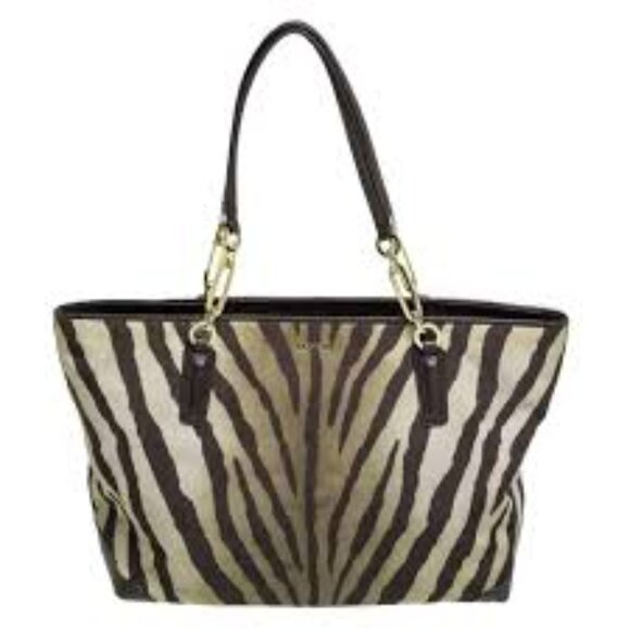 Coach w/COA Madison Eastwest Tote in Zebra Print Fabric - Picture 1 of 14